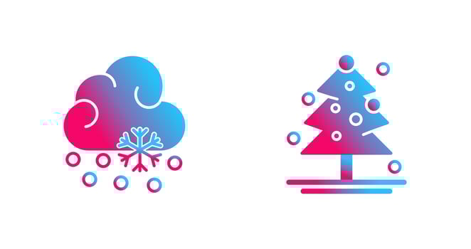Snow Fall and Christmas Tree Icon vector