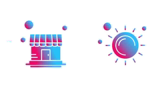 Store and Sun Icon vector