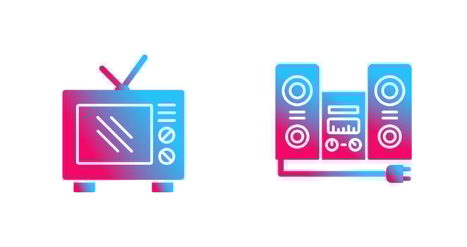 Old TV and Stereo Icon vector