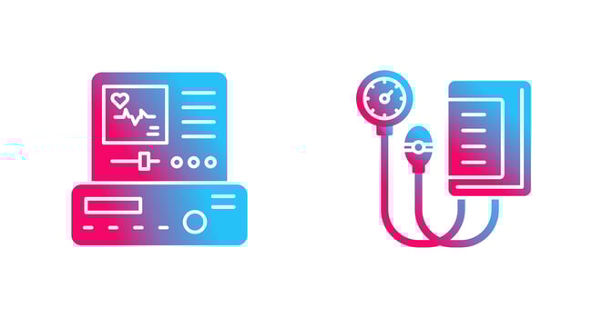 Electrocardiogram and Blood Pressure Gauge Icon vector
