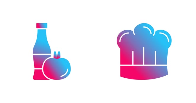 Tomato ketchup and Chef Hat Icon vector