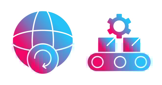 Earth and Conveyor Belt Icon vector