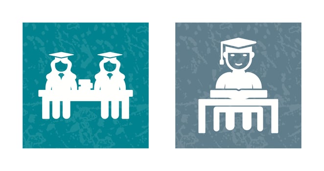 Combined Study and Studying on Desk Icon vector