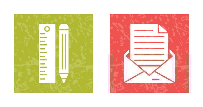 Ruler and MailSnack and Money Icon vector