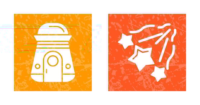 space capsule And falling stars Icon vector