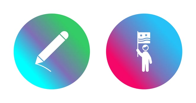 Pencil and Raising flag Icon vector