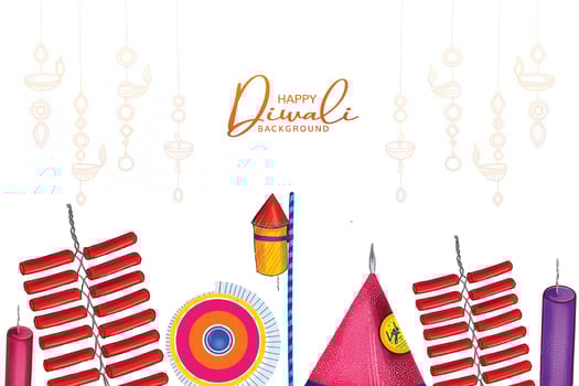 Happy diwali decorative fire cracker celebration card design vector