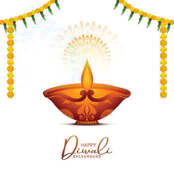 Happy diwali oil lamp festival celebration card background vector