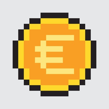 euro coin pixel art vector