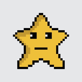a pixel star with a sad face vector