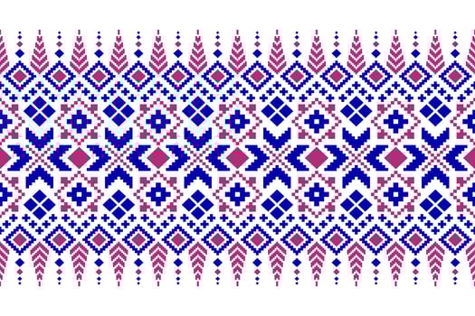 Indigo navy blue geometric traditional ethnic pattern Ikat seamless pattern border abstract design for fabric print cloth dress carpet curtains and sarong Aztec African Indian Indonesian vector