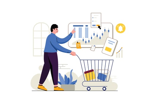 Buy And Sell Stocks - Flat Vector