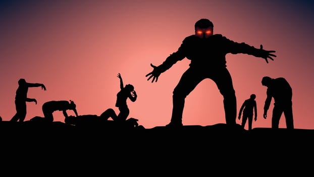 zombie silhouettes at night vector