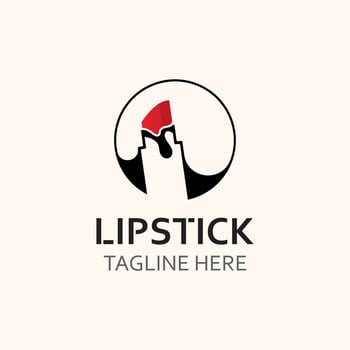 Lipstick logo design for makeup fashion shop and beauty vector cosmetic design template