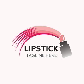 Lipstick logo design for makeup fashion shop and beauty vector cosmetic design template
