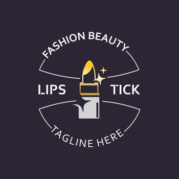 Lipstick logo design for makeup fashion shop and beauty vector cosmetic design template