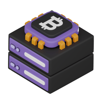 Bitcoin server 3D Icon cryptocurrency concept in futuristic style 3D render png