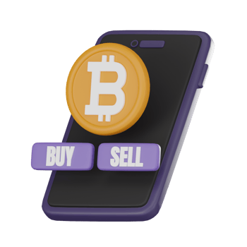 Mobile cryptocurrency trading icon Bitcoin buy and sell 3D render png