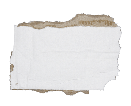 Torn pieces of corrugated paper on transparent background png file