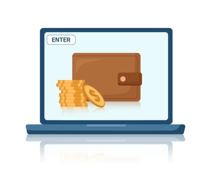 Online bank with wallet vector