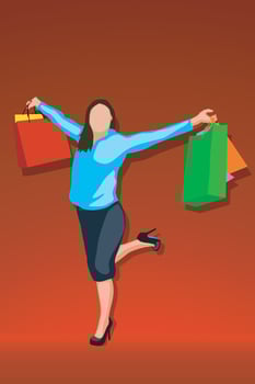 shopping happy woman vector