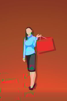 shopping woman holds bag vector