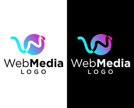 Letter W monogram media logo design. vector