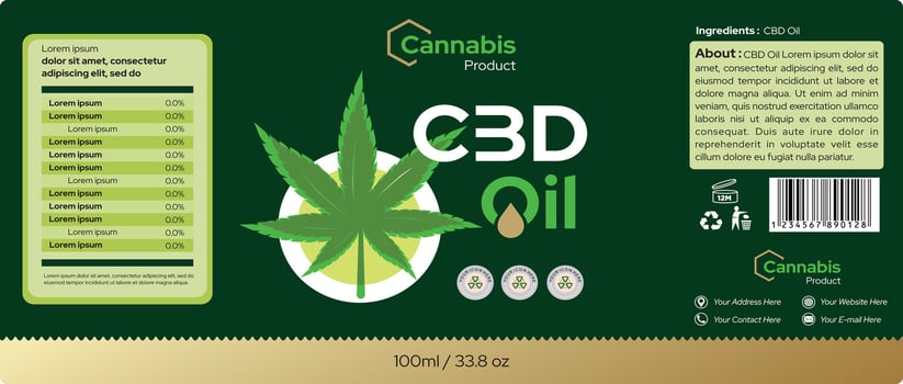 CBD oil Label Design, Hemp Oil Cannabis Product Packaging Design vector