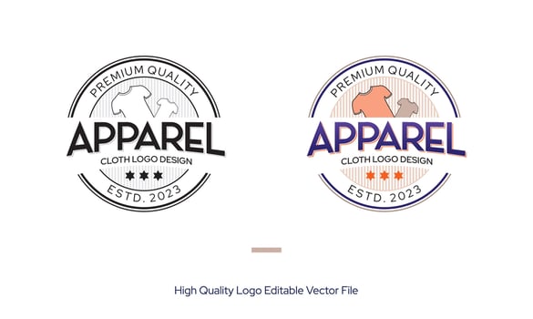 Cloth logo design, apparel logo design with color illustration, T-shirt logo design, editable vector minimalist file.