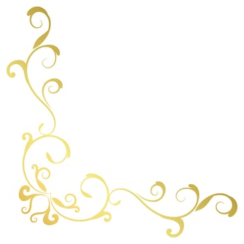 Gold vintage baroque corner ornament retro pattern antique style acanthus. Decorative design element filigree calligraphy. You can use for wedding decoration of greeting card and laser cutting vector