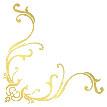 Gold vintage baroque corner ornament retro pattern antique style acanthus. Decorative design element filigree calligraphy. You can use for wedding decoration of greeting card and laser cutting vector