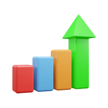 Business growth up graph 3d illustration icon or business success graph 3d icon or Business investment graph 3d icon png