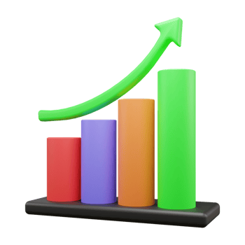 Business growth up graph 3d icon illustration or business success graph 3d icon illustration or business investment graph 3d icon png