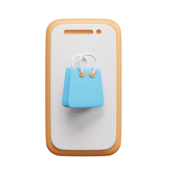 Shopping bag 3d icon illustration or online shopping chart 3d illustration or online shopping concept icon png