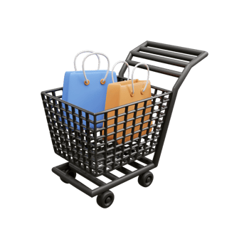 Shopping chart 3d icon illustration or shopping trolley 3d illustration or shopping bag 3d illustration png