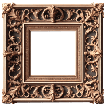 Square baroque picture frame mockup isolated. AI Generative png