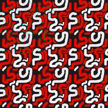 Seamless pattern with maze. Elegant wavy or maze pattern. Vector seamless red and white wavy shapes pattern. Abstract background. Repeating abstract tileable background. Trendy design.