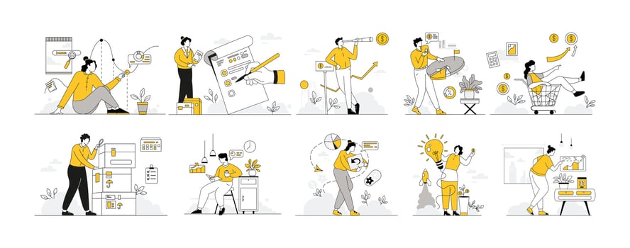 Business Vectors Illustration Flat Line
