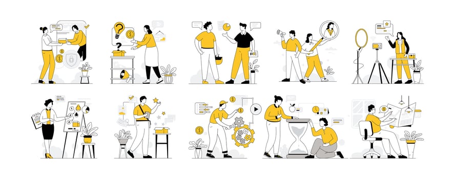 Business Vectors Illustration Flat Line
