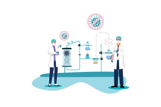 Researcher Found The Vaccine of Coronavirus  Flat vector