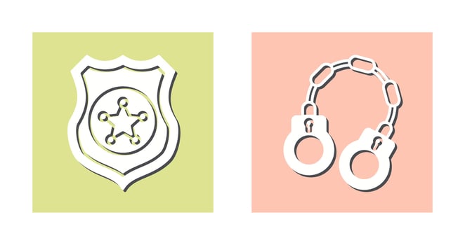 Police shield and Handcuff Icon vector