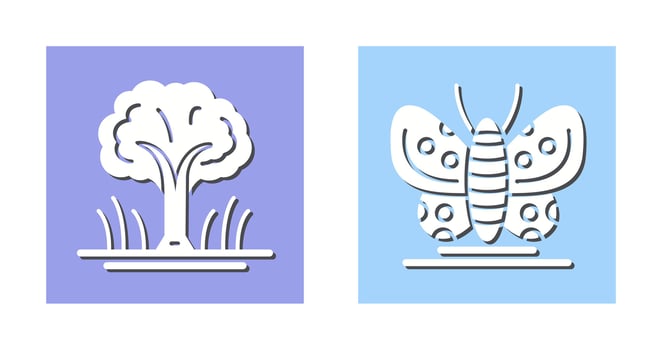 Tree and Butterfly Icon vector