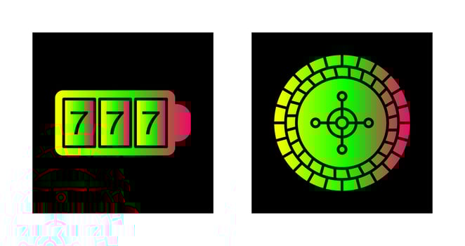 slot machine with sevens and roulette  Icon vector