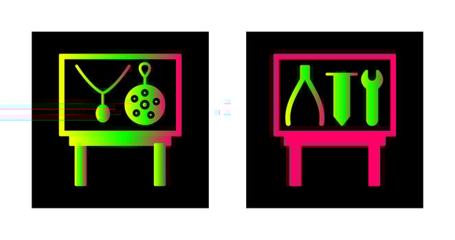 Jewel Exhibit and Tools Exhibit Icon vector