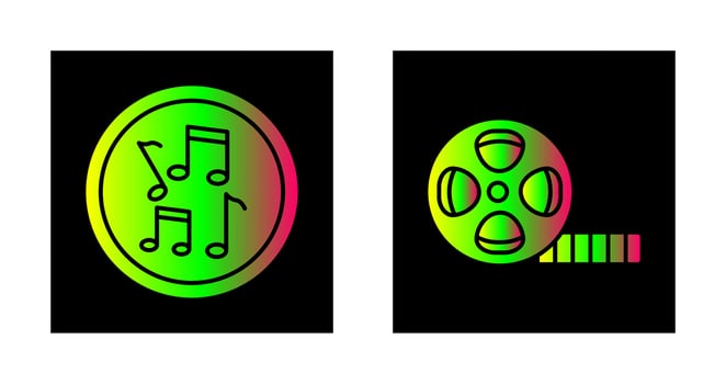 Musical Notes AND Film Reel Icon vector