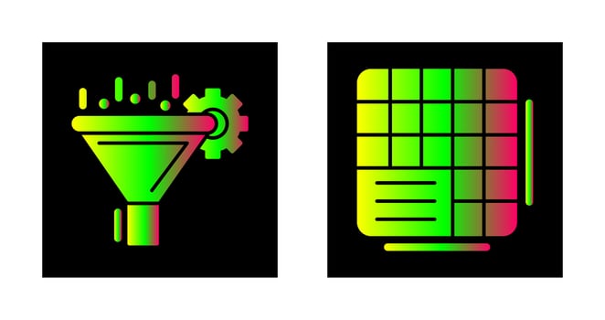 Filtering and Table Data Icon vector