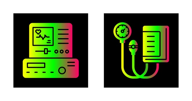 Electrocardiogram and Blood Pressure Gauge Icon vector
