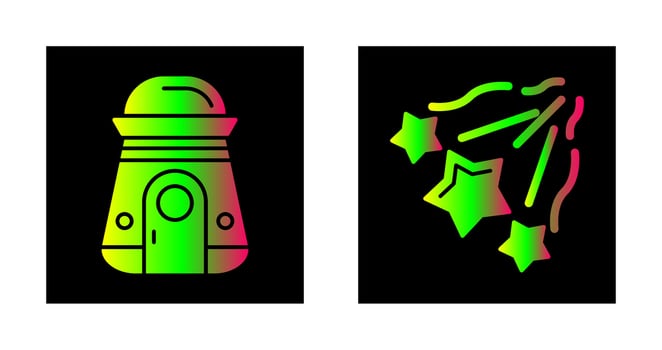 space capsule And falling stars Icon vector