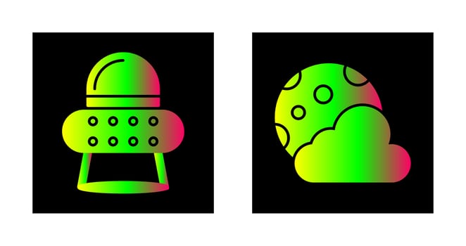 ufo and moon Icon vector