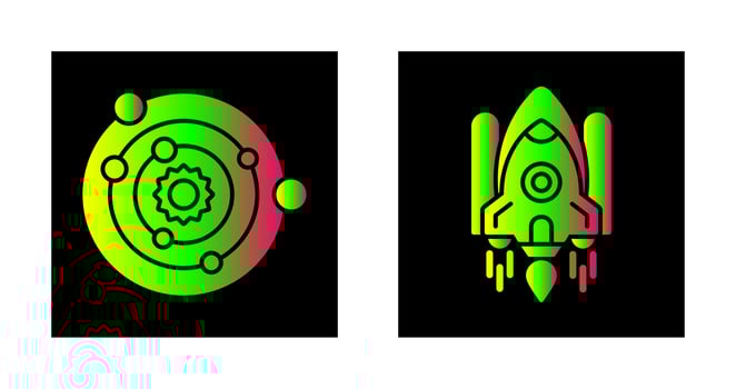 solar systems and space shuttle Icon vector